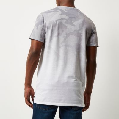 Grey faded print longline t-shirt